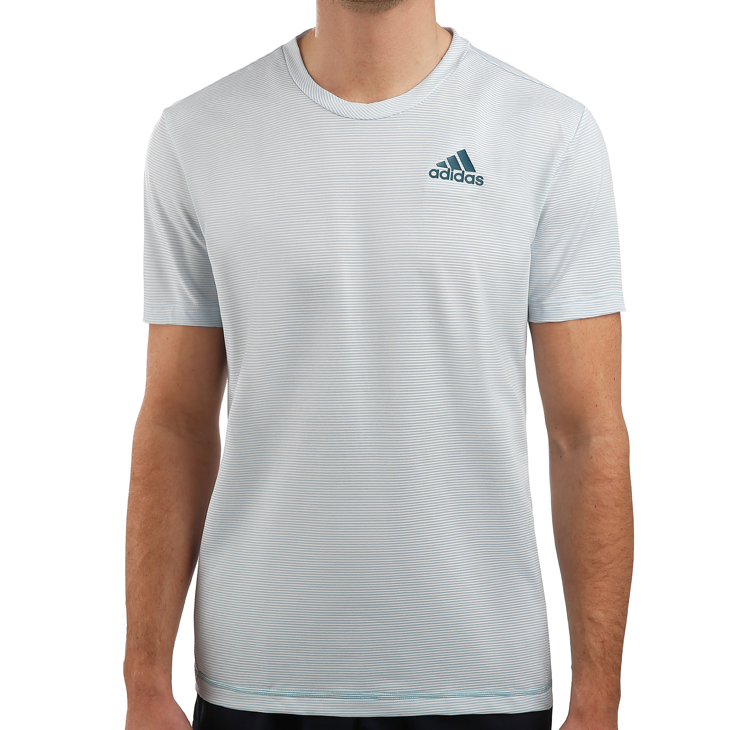 Buy adidas Parley Striped T shirt Herrer Hvid Petrol online Tennis Point DK