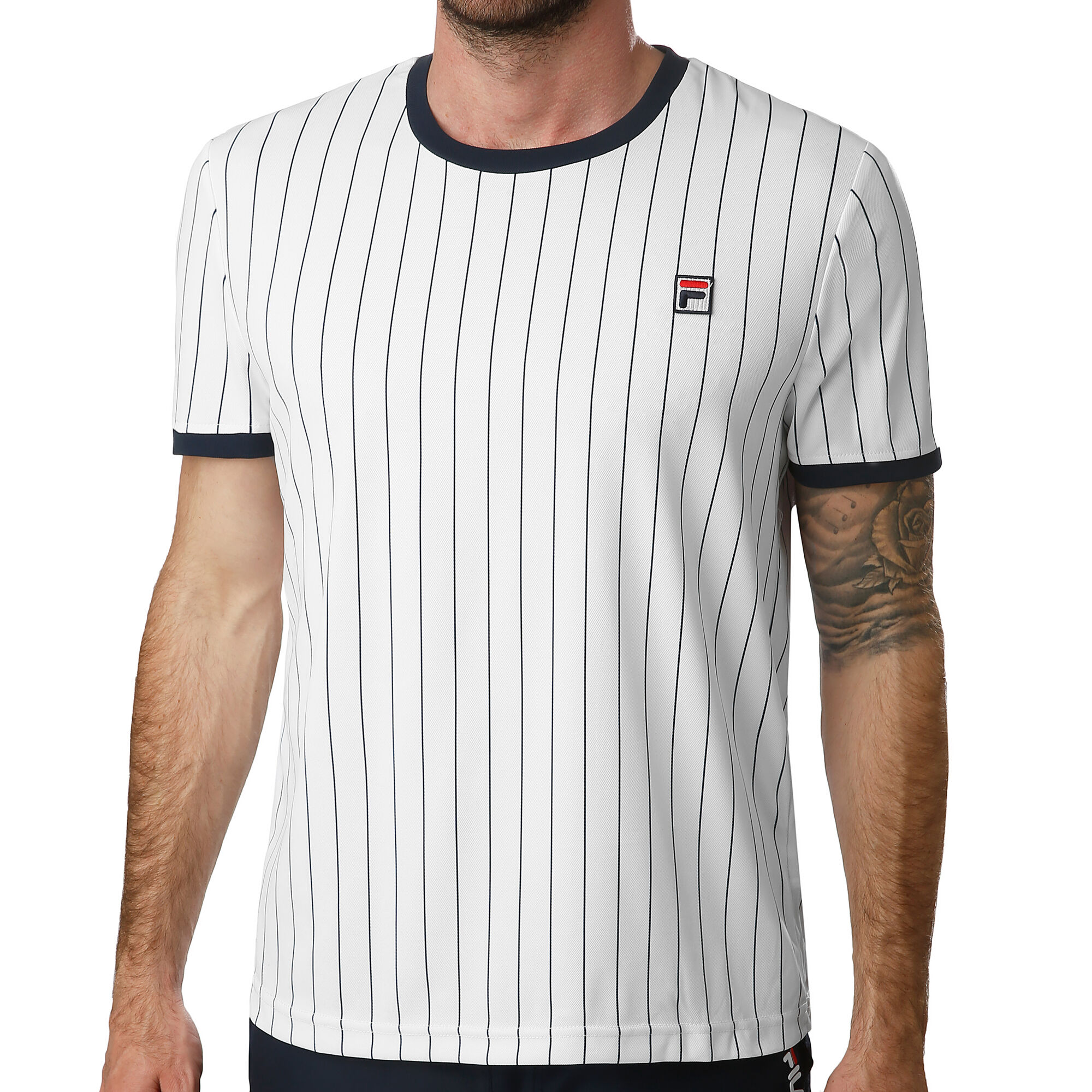 Fordi Plaske web Fila Stripes T-shirt Herrer - Hvid, Mørkeblå køb online | Tennis-Point