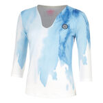 BIDI BADU Tøj BIDI BADU Watercolour V-Neck Shirt,Langærmet Damer-Hvid,Blå