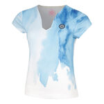 BIDI BADU Tøj BIDI BADU Watercolour V-Neck T-shirt Damer-Hvid,Blå